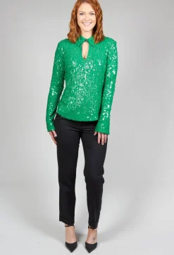Blouse with Sequin Detail in Green