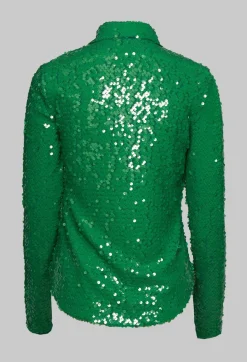 Blouse with Sequin Detail in Green