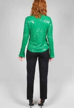 Blouse with Sequin Detail in Green