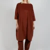 Boat Neck Dress V in Rust