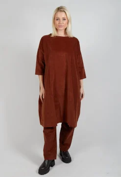 Boat Neck Dress V in Rust