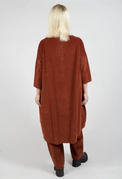 Boat Neck Dress V in Rust