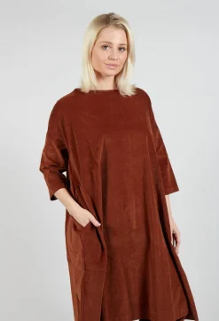 Boat Neck Dress V in Rust