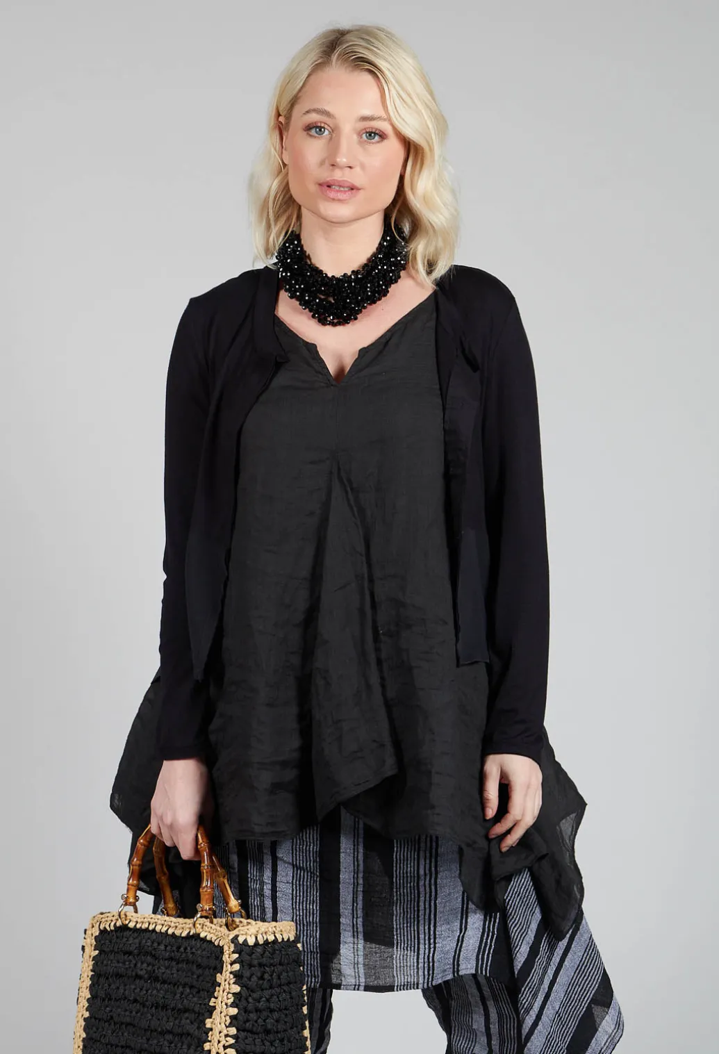 Boat Neck Jacket in Black