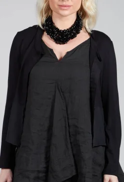Boat Neck Jacket in Black