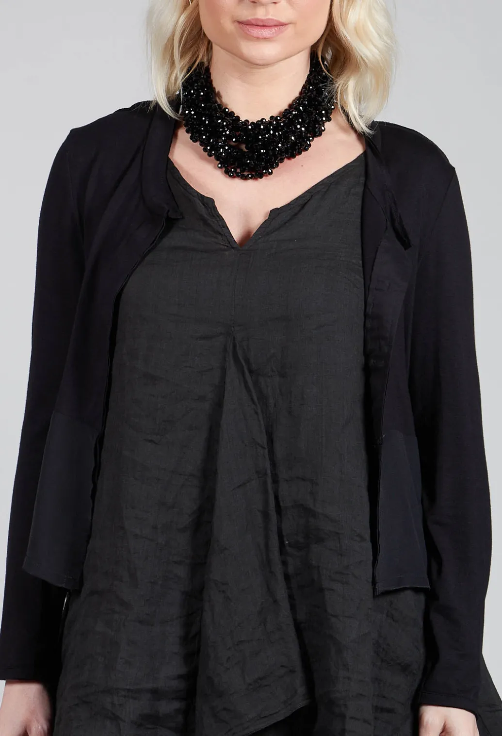 Boat Neck Jacket in Black