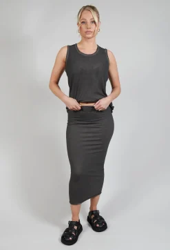 Bodycon Pencil Skirt in Coal Cloud