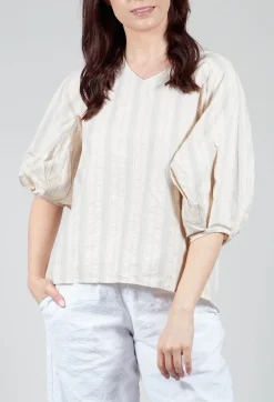 Bohemian Blouse in Grey Stripe