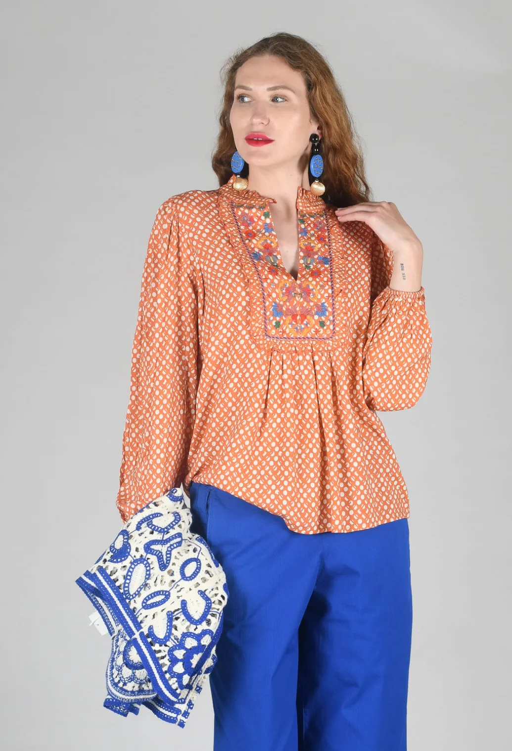 Bohemian Style Blouse in Orange