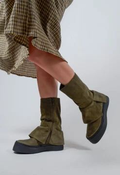 Boots with Fold Over Feature in London Forest