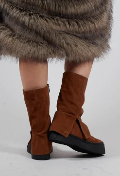 Boots with Fold Over Feature in London Brown