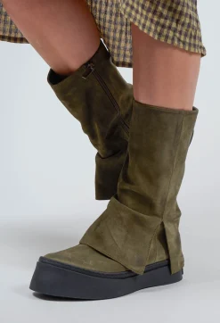 Boots with Fold Over Feature in London Forest