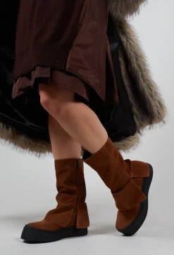 Boots with Fold Over Feature in London Brown