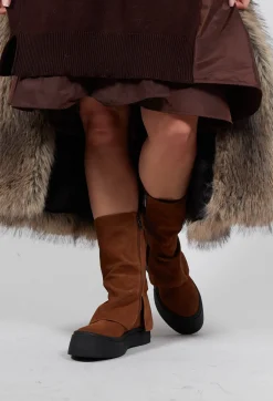Boots with Fold Over Feature in London Brown