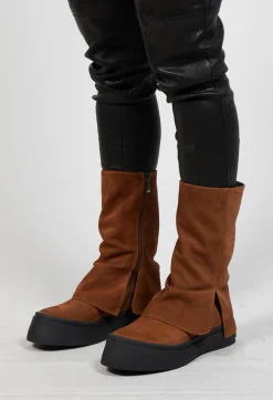 Boots with Fold Over Feature in London Brown