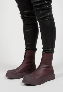 Boots With Front Zip in Gasoline Melanzana