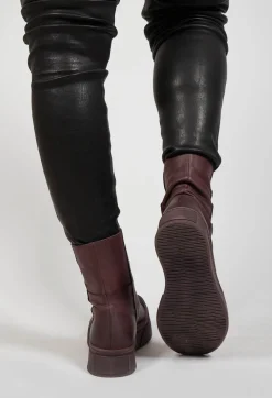Boots With Front Zip in Gasoline Melanzana