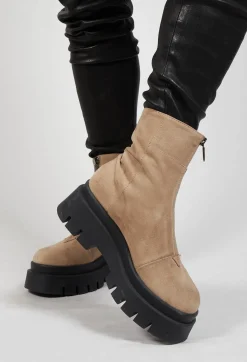 Boots With Front Zip in London DK Beige