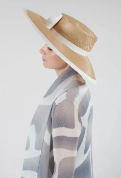 Bow Hat in Biscuit and Ivory