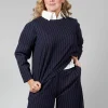 Box Shaped Top in Navy Pinstripe