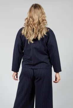 Box Shaped Top in Navy Pinstripe