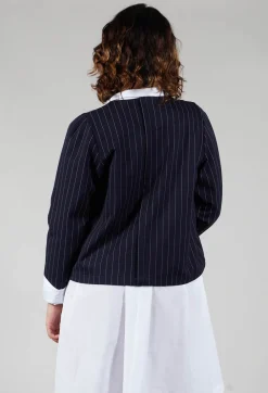 Box Shaped Top in Navy Pinstripe