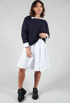 Box Shaped Top in Navy Pinstripe