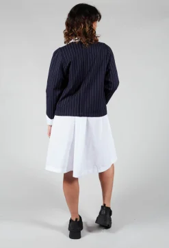 Box Shaped Top in Navy Pinstripe