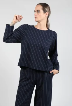 Box Shaped Top in Navy Pinstripe
