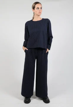 Box Shaped Top in Navy Pinstripe
