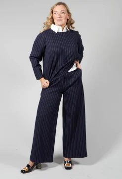 Box Shaped Top in Navy Pinstripe