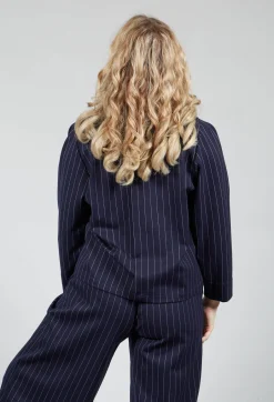 Box Shaped Top in Navy Pinstripe