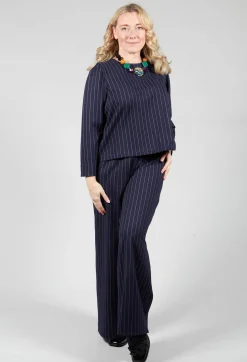 Box Shaped Top in Navy Pinstripe