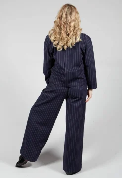 Box Shaped Top in Navy Pinstripe