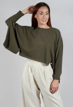 Boxy Fit Knitted Jumper in Khaki