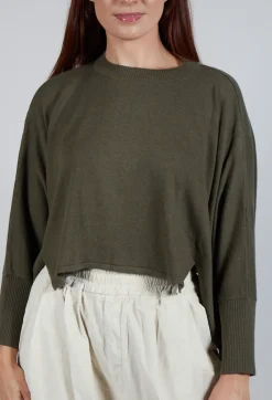 Boxy Fit Knitted Jumper in Khaki