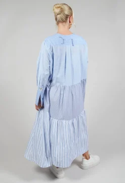 Boxy Smock Dress in Blue Stripe