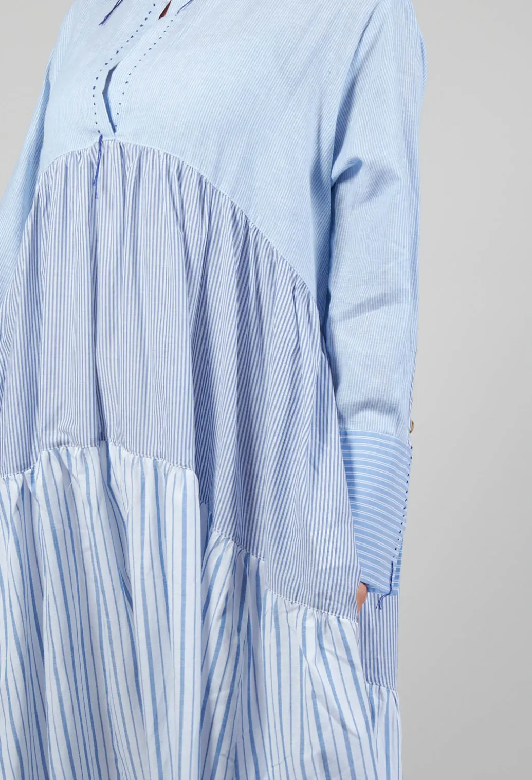 Boxy Smock Dress in Blue Stripe