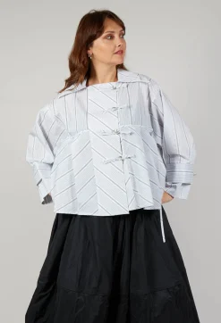 Boxy Stripe Jacket in White