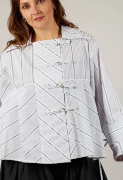 Boxy Stripe Jacket in White