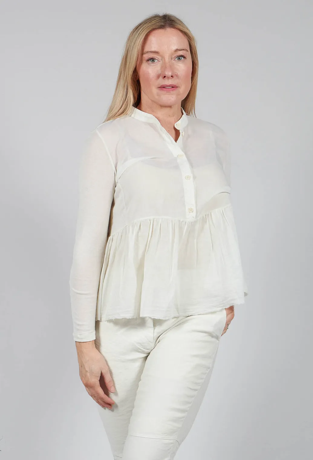 Bracelet Sleeve Blouse in Chalk