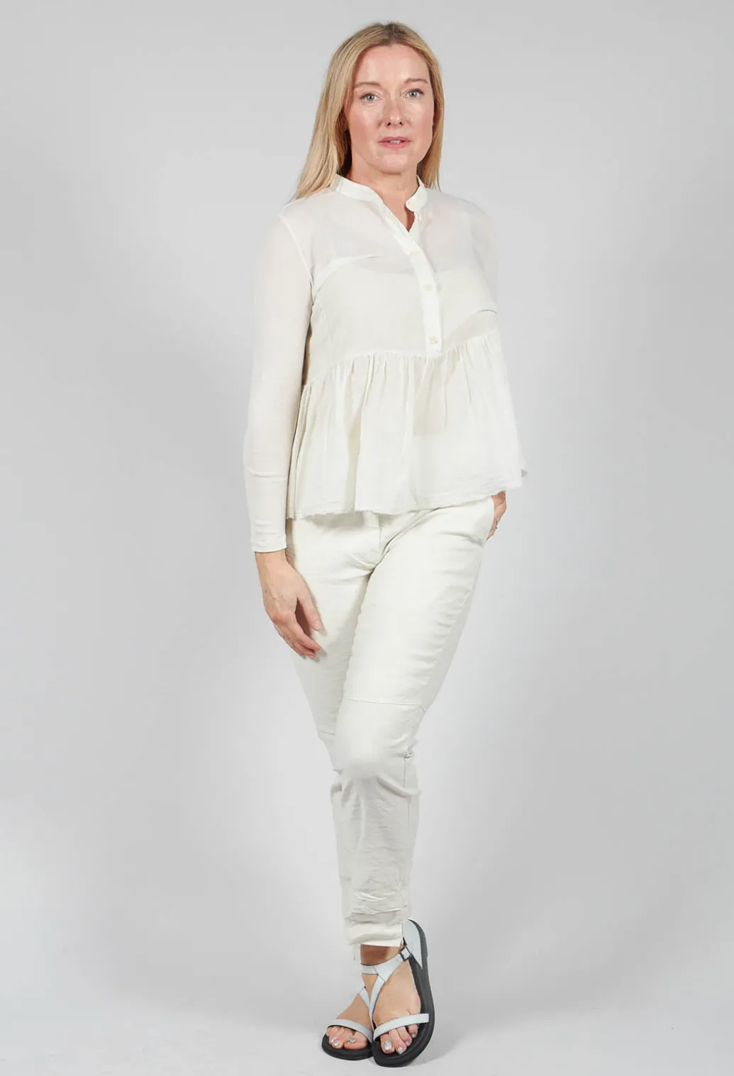 Bracelet Sleeve Blouse in Chalk