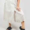 Bubble Hem Skirt with Pleat Detail in Landscape Pearl Stripe