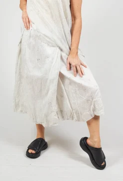 Bubble Hem Skirt with Pleat Detail in Landscape Pearl Stripe
