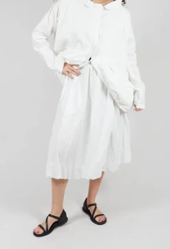 Bubble Hem Skirt with Pleat Detail in Off White