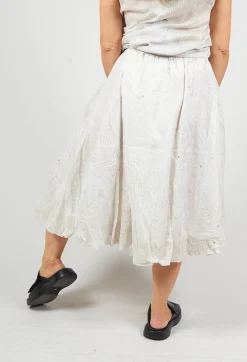 Bubble Hem Skirt with Pleat Detail in Landscape Pearl Stripe