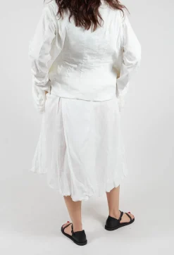 Bubble Hem Skirt with Pleat Detail in Off White