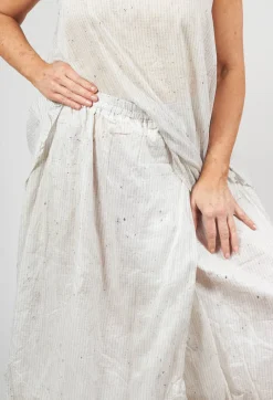 Bubble Hem Skirt with Pleat Detail in Landscape Pearl Stripe