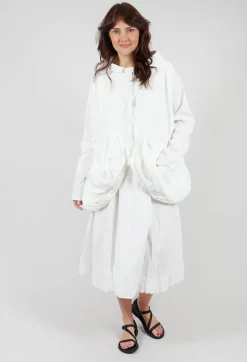 Bubble Hem Skirt with Pleat Detail in Off White