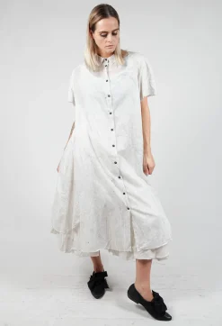Bubble Hem Skirt with Pleat Detail in Landscape Pearl Stripe